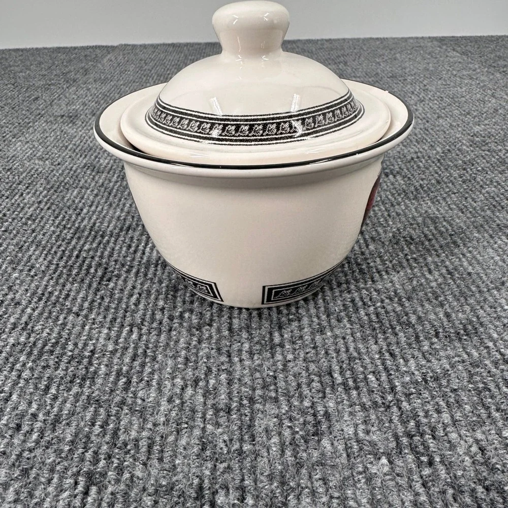 90s Pfaltzgraff Farmers Market Sugar Bowl w Lid Strawberry Fruit Cream Kitchen
